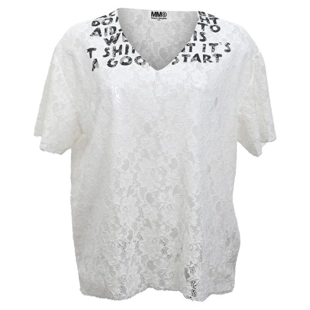Maison Margiela Charity Lace Blouse in White Polyester